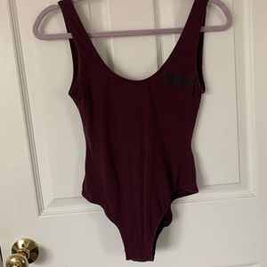 Tank top swoop back burgundy bodysuit